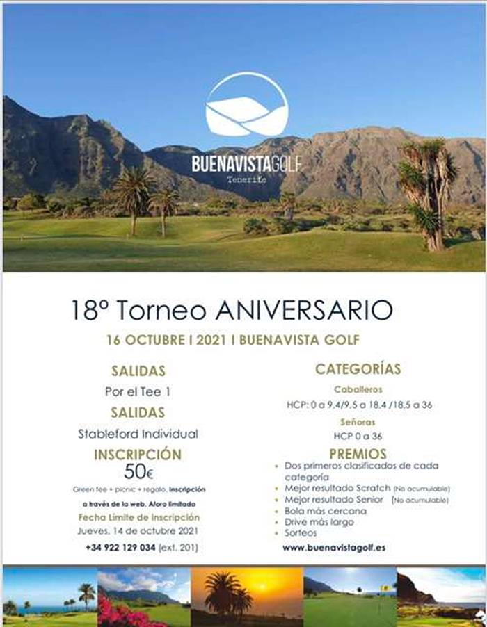 Buenavistagolf se hace adulto. 18º cumpleaños con su 18º Torneo Aniversario.